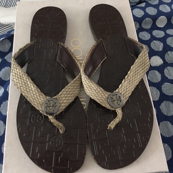 Tory Burch Thora Leather snake-print sandals Sz.9 - Picture 1 of 3